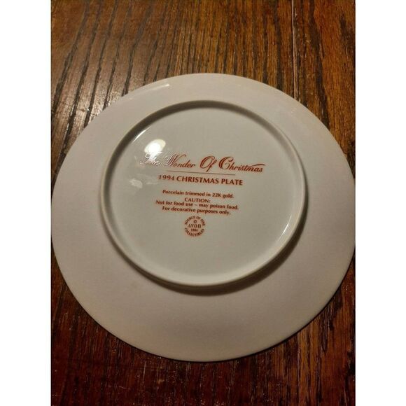 Vintage 1994 Avon Christmas Collectible Holiday Collector Decorative Plate Gold - Picture 3 of 3